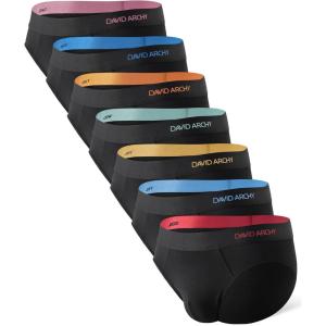 imageDAVID ARCHY Mens Underwear Briefs Bamboo Rayon Soft Breathable No Fly Support Pouch Underwear For Men 7 PacksColored Belt