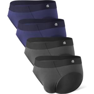 imageDAVID ARCHY Seamless Mens Briefs Modal Ultra Soft Breathable No Fly Support Pouch Mens Underwear Briefs 4 PackDark BlueDark Grey