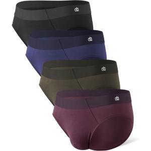 imageDAVID ARCHY Seamless Mens Briefs Modal Ultra Soft Breathable No Fly Support Pouch Mens Underwear Briefs 4 PackDark BlueOlive GreenBlackDeep Grape Purple