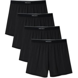imageDAVID ARCHY Ultra Soft Modal Boxers for Men Silky Stretchy Boxer Shorts Breathable Loose Mens Underwear for Sleep 4 PackBlack