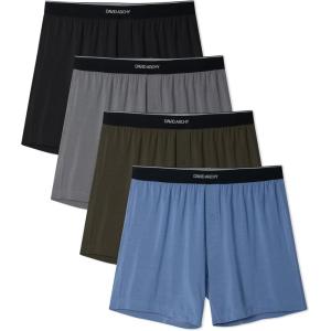 imageDAVID ARCHY Ultra Soft Modal Boxers for Men Silky Stretchy Boxer Shorts Breathable Loose Mens Underwear for Sleep 4 PackBlackDark GrayOlive GreenGray Blue
