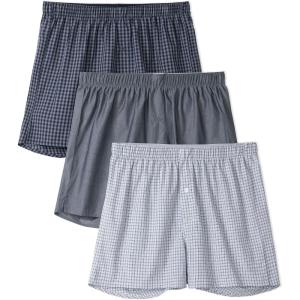 imageDAVID ARCHY Woven Cotton Boxers for Men Classic Mens Underwear Loose Breathable ampamp Comfortable Boxer Shorts 3 or 5 PackNavy Gingham Checks  Solid Slate Gray  Light Blue Microchecks
