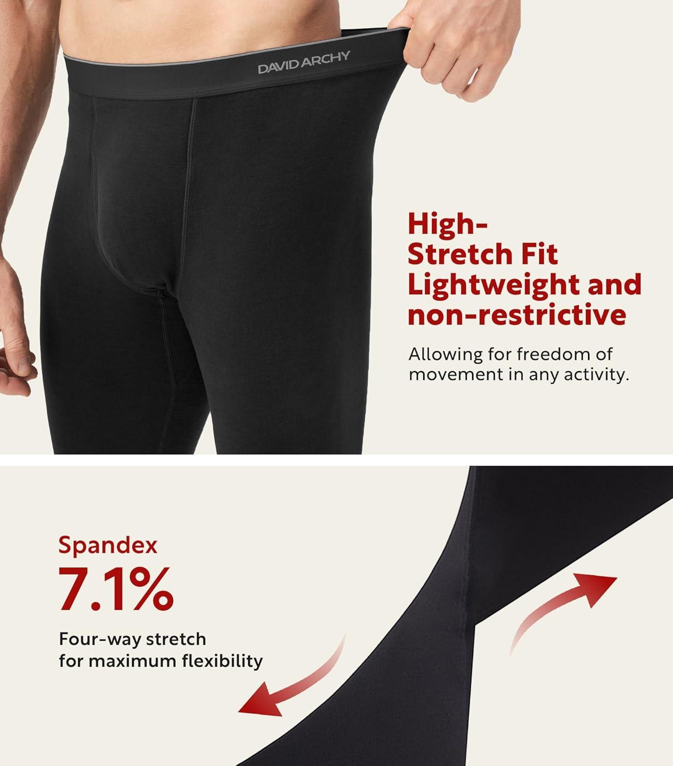 imageDAVID ARCHY Mens Heavyweight Thermal Underwear for Extreme Cold Perfect for Harsh Winter from 10C to 5CB Dark BlueBlack