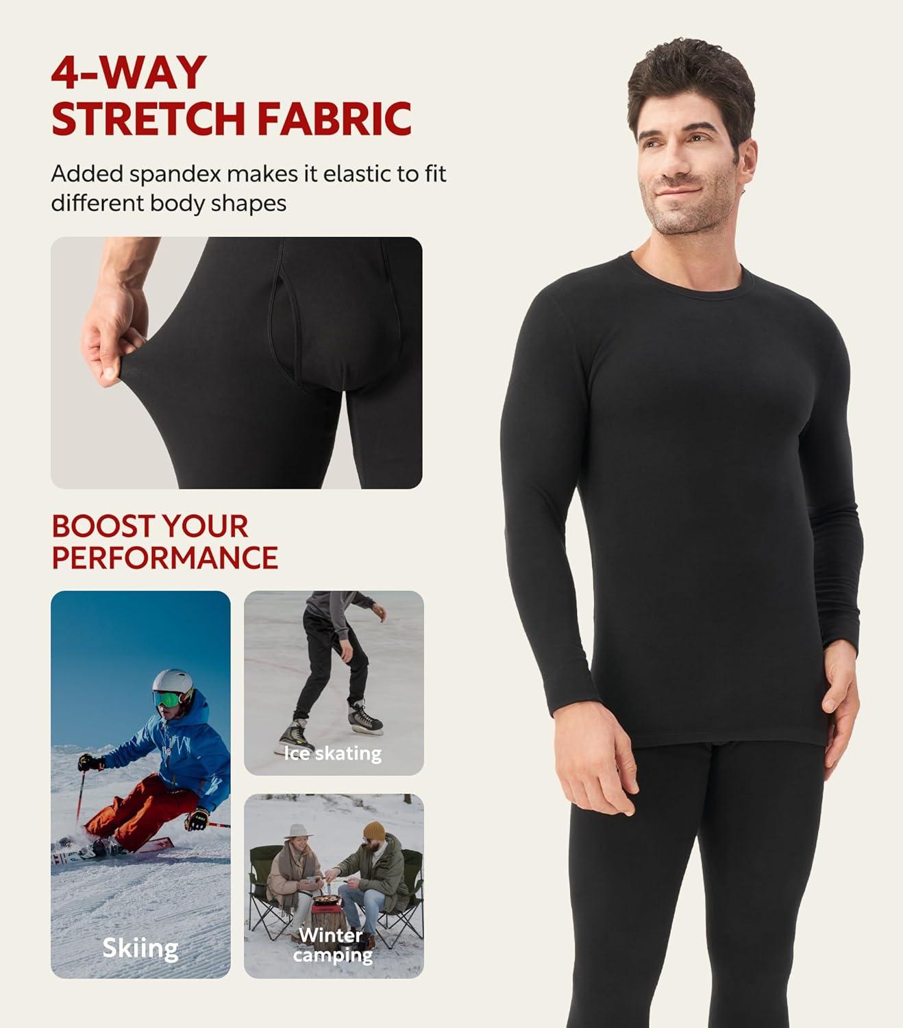 imageDAVID ARCHY Mens Heavyweight Thermal Underwear for Extreme Cold Perfect for Harsh Winter from 10C to 5CB Dark BlueBlack