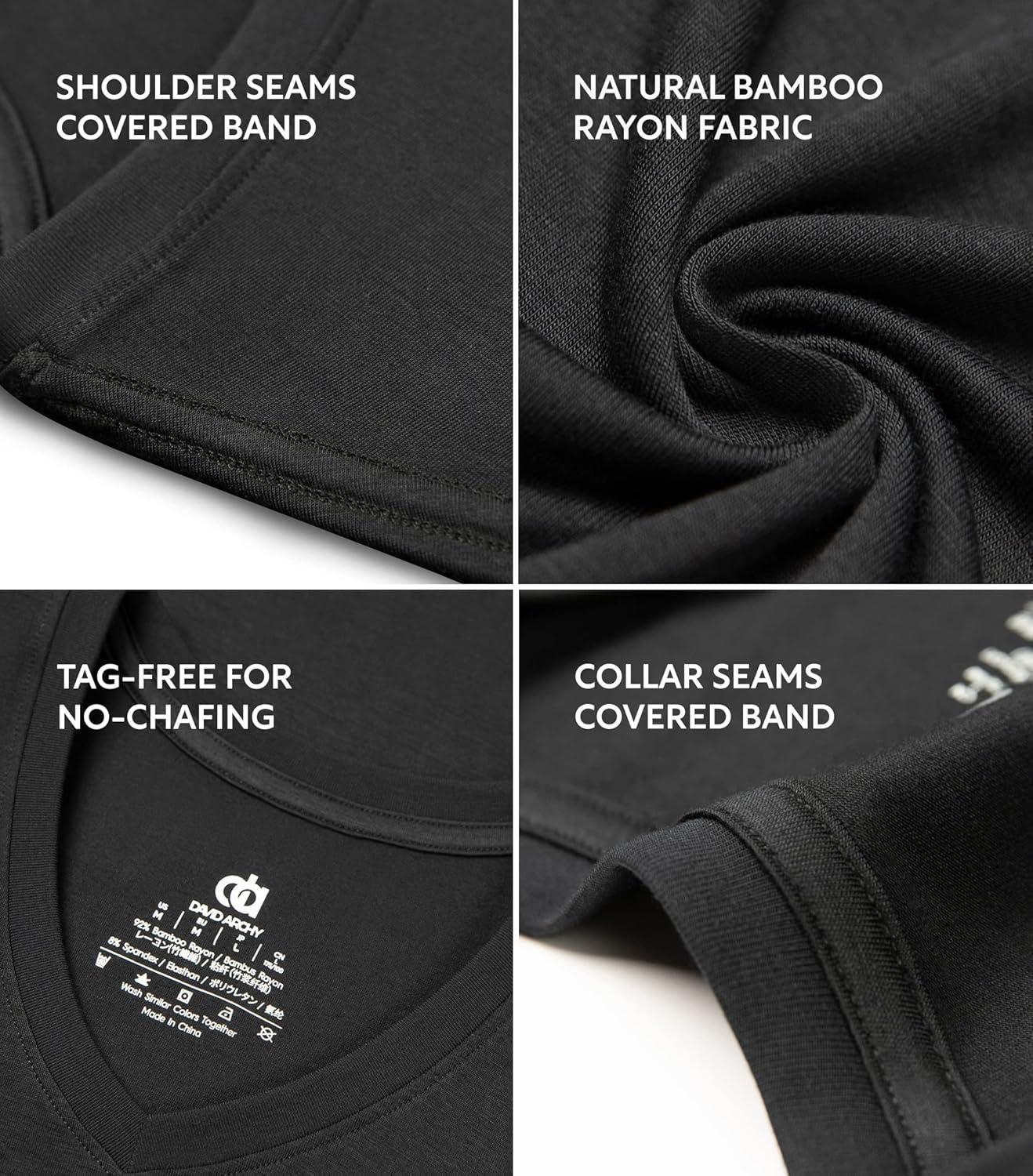 imageDAVID ARCHY Mens Undershirt Bamboo Rayon MoistureWicking VNeck TShirts Stretch Tees for Men 3 or 5 PackVneck  BlackHeather Light GrayHeather Dark Gray