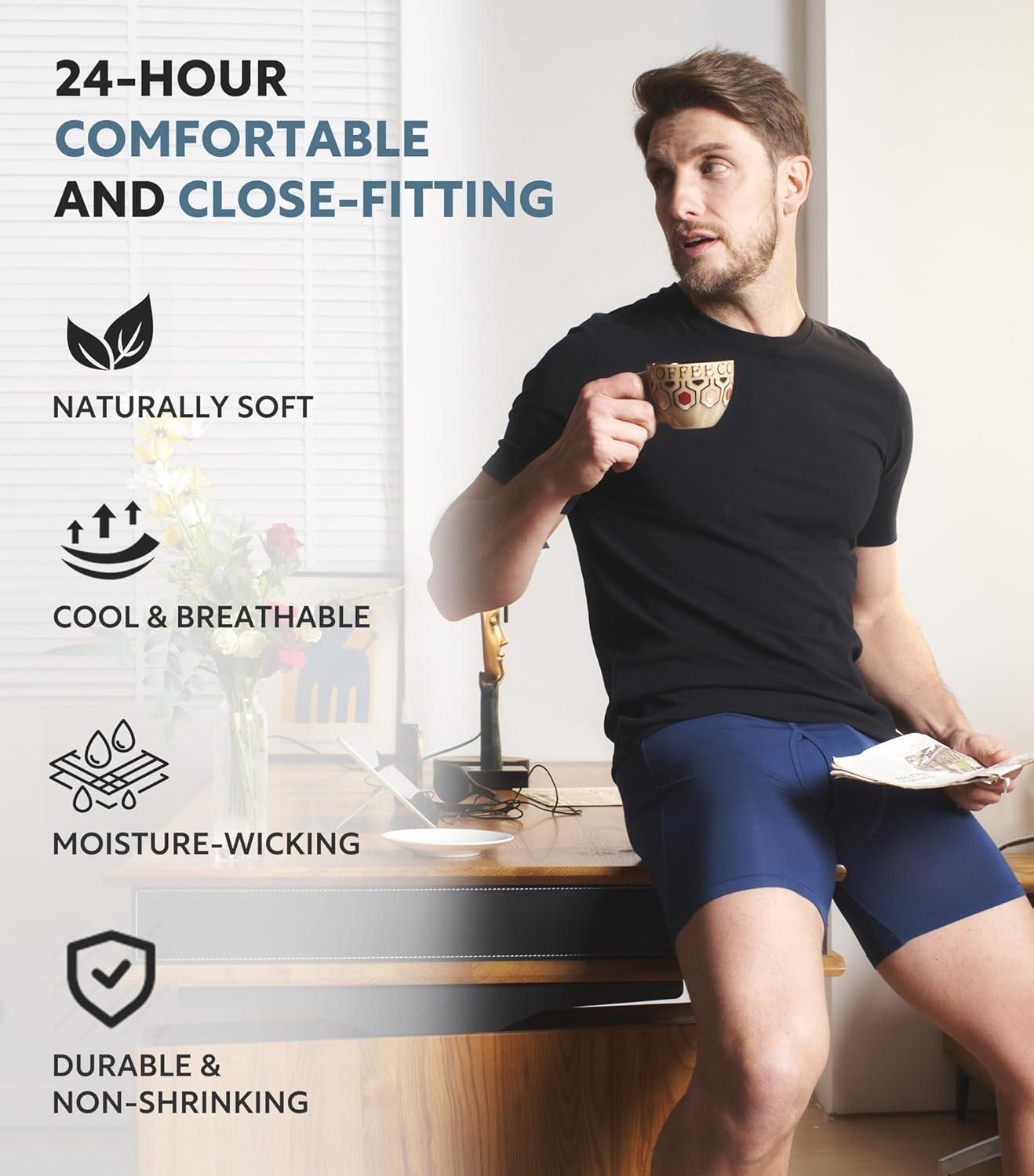 imageDAVID ARCHY Mens Undershirts Combed Cotton TShirt Soft MoistureWicking Undershirt Crew Neck or V Neck Tees 3 PackCrew Neck Shirt  Navy Blue  Dark Grey  Black