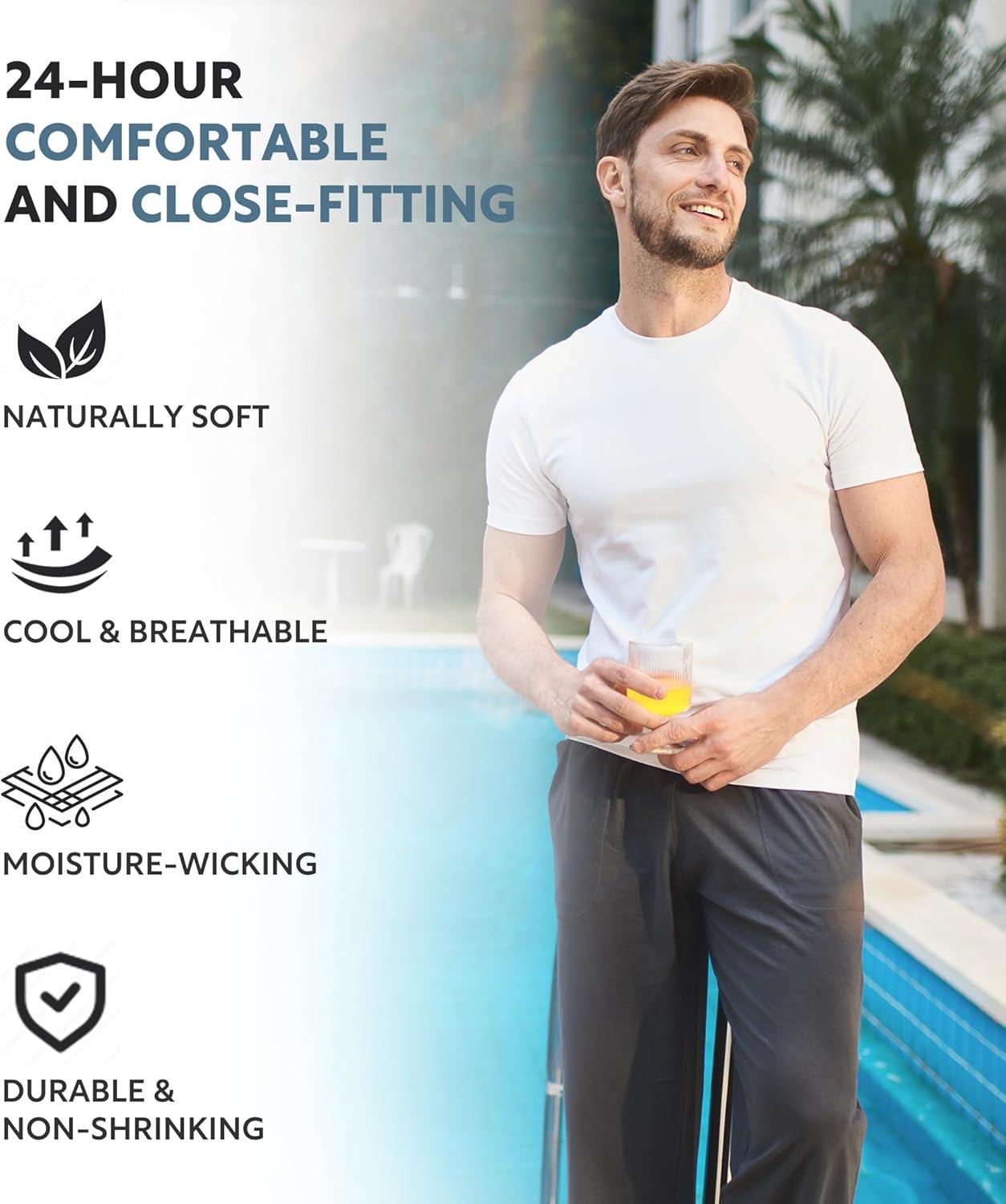 imageDAVID ARCHY Mens Undershirts Combed Cotton TShirt Soft MoistureWicking Undershirt Crew Neck or V Neck Tees 3 PackCrew Neck Shirt  White