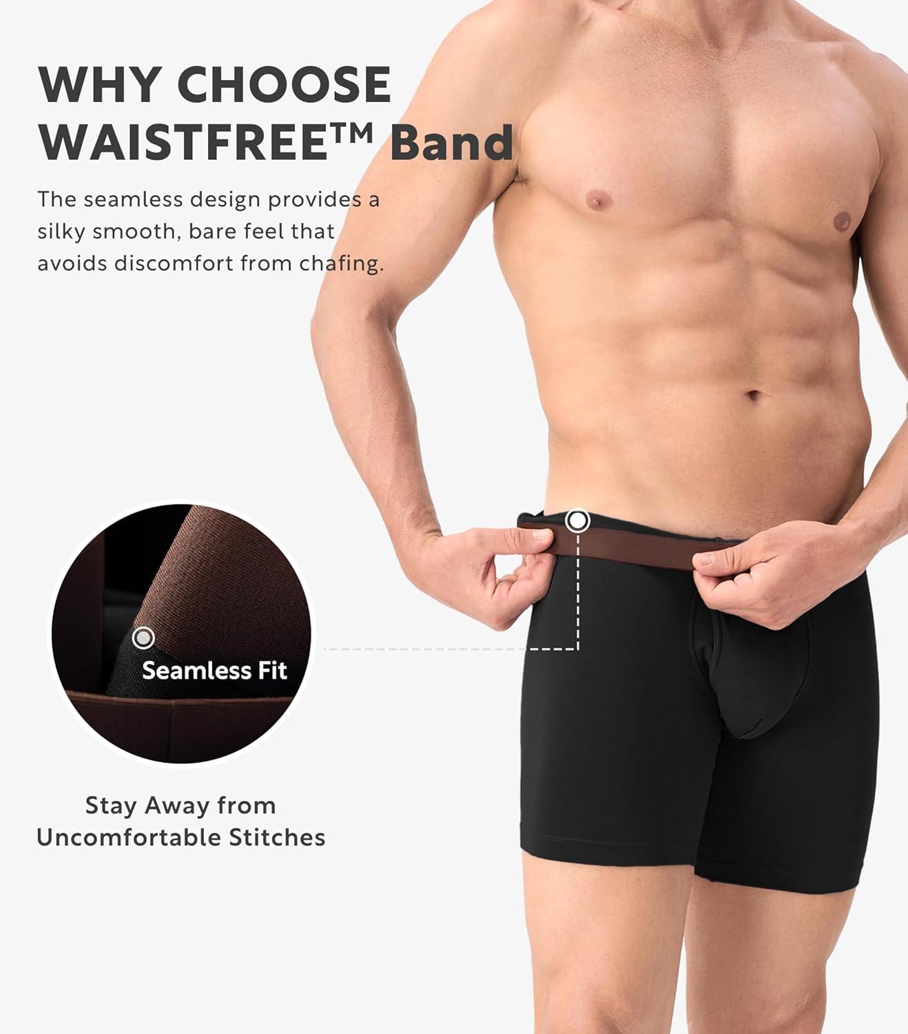 imageDAVID ARCHY Mens Underwear Moisture Wicking Breathable Rayon Made from Bamboo Seamless Underwear with Support Pouch 4 PackBlack  With Fly