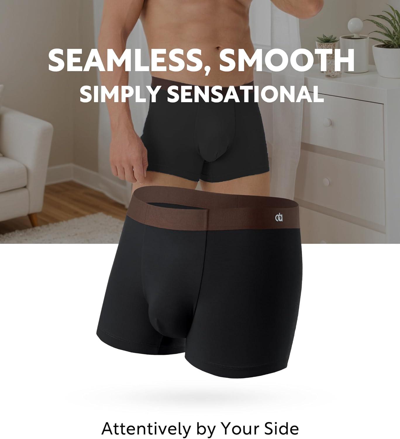 imageDAVID ARCHY Mens Underwear Moisture Wicking Breathable Rayon Made from Bamboo Seamless Underwear with Support Pouch 4 PackBlack