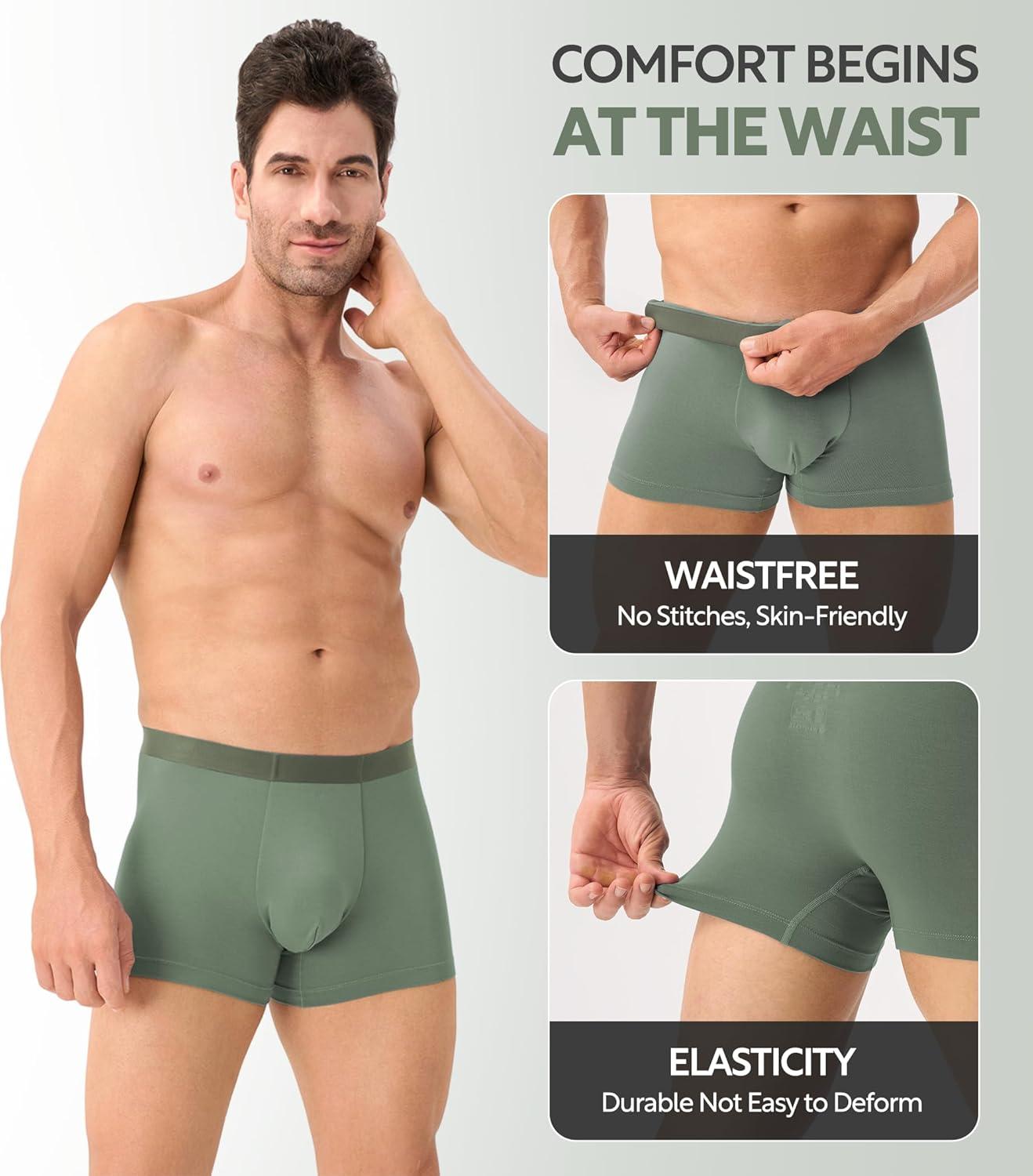 imageDAVID ARCHY Mens Underwear Moisture Wicking Breathable Rayon Made from Bamboo Seamless Underwear with Support Pouch 4 PackFri BlueSat RedMon BlueWed Green  35 Short Leg No Fly