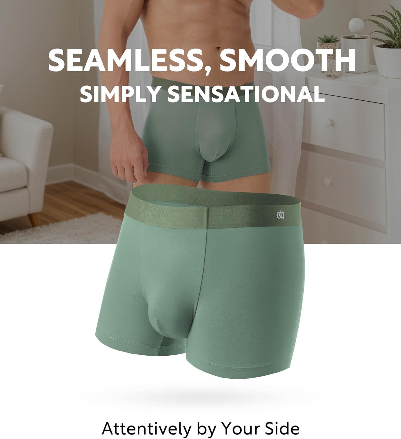 imageDAVID ARCHY Mens Underwear Moisture Wicking Breathable Rayon Made from Bamboo Seamless Underwear with Support Pouch 4 PackFri BlueSat RedMon BlueWed Green