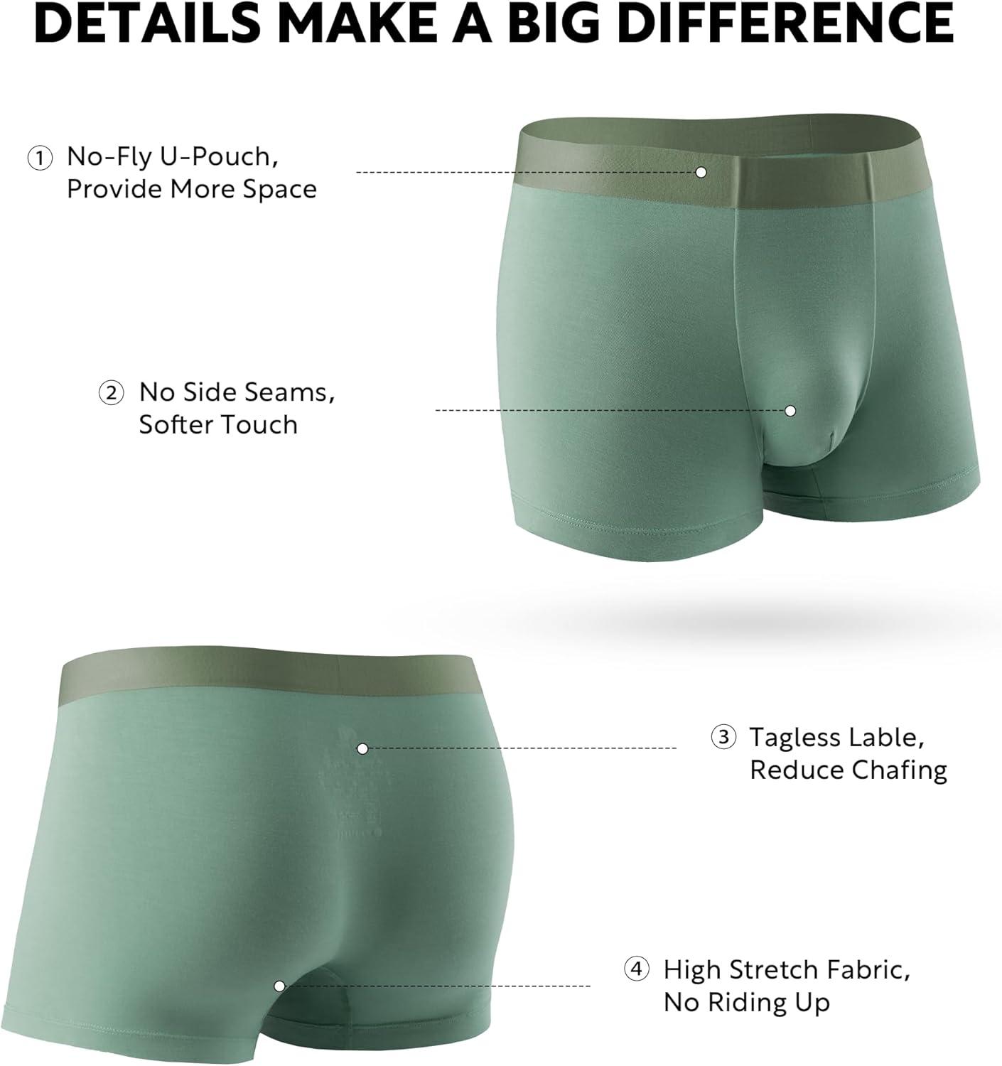 imageDAVID ARCHY Mens Underwear Moisture Wicking Breathable Rayon Made from Bamboo Seamless Underwear with Support Pouch 4 PackFri BlueSat RedMon BlueWed Green  35 Short Leg No Fly