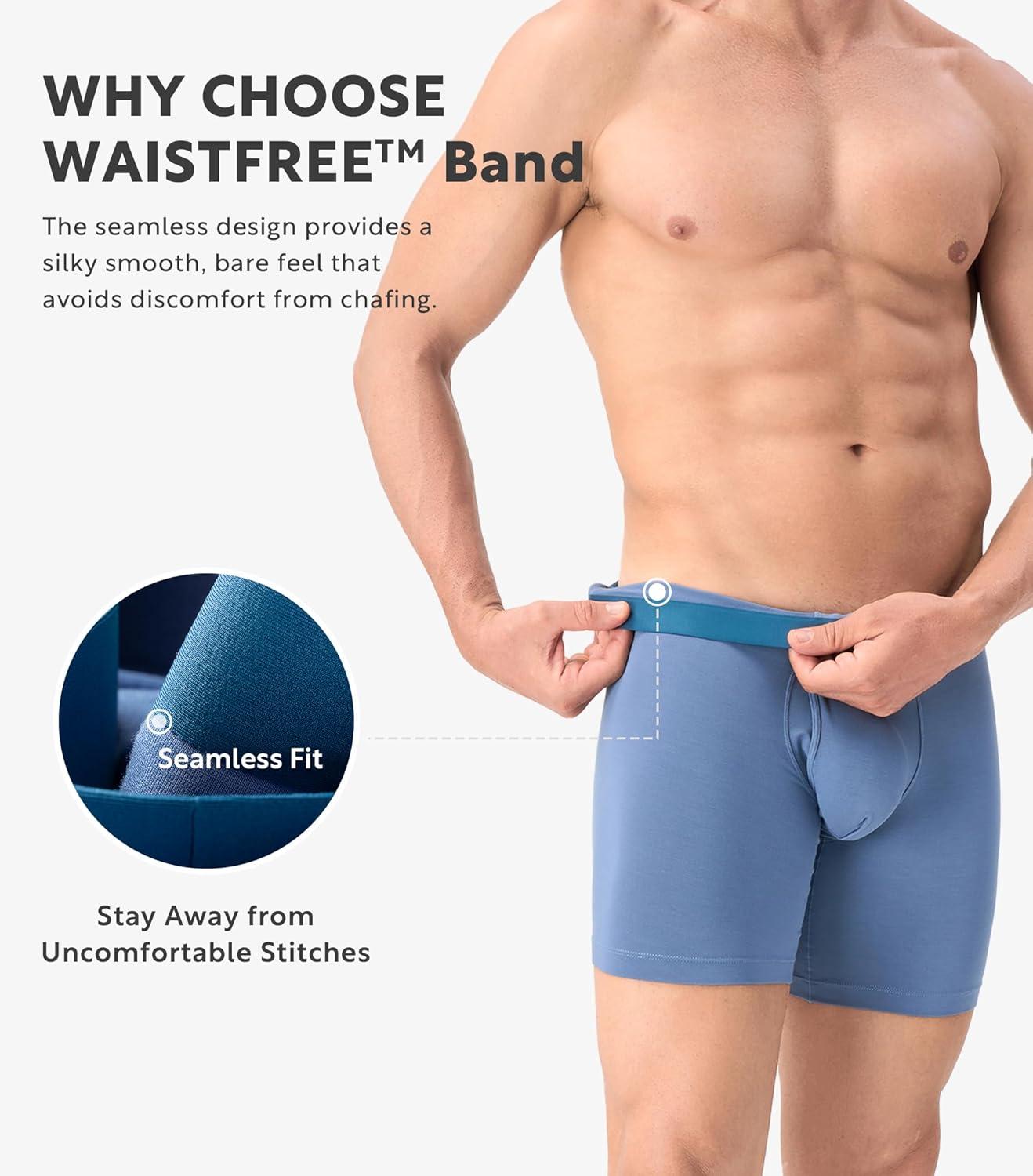 imageDAVID ARCHY Mens Underwear Moisture Wicking Breathable Rayon Made from Bamboo Seamless Underwear with Support Pouch 4 PackGray BlueBlackDark GrayGray Purple  With Fly