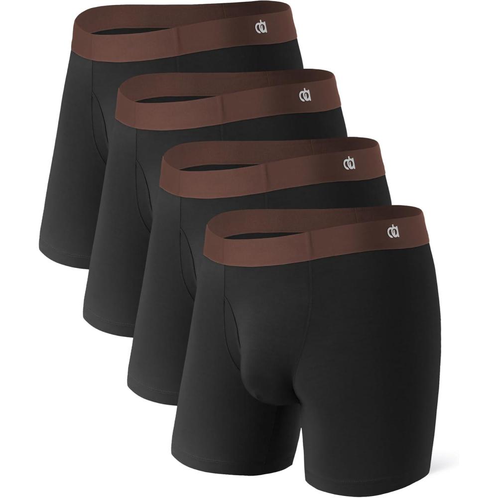 imageDAVID ARCHY Mens Underwear Moisture Wicking Breathable Rayon Made from Bamboo Seamless Underwear with Support Pouch 4 PackBlack  With Fly