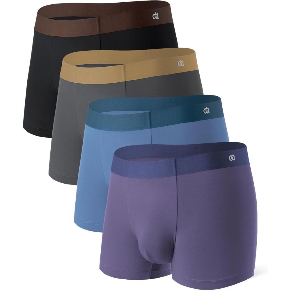 imageDAVID ARCHY Mens Underwear Moisture Wicking Breathable Rayon Made from Bamboo Seamless Underwear with Support Pouch 4 PackBlackDark GrayGray BlueGray Purple  35 Short Leg No Fly