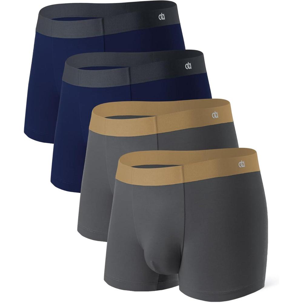 imageDAVID ARCHY Mens Underwear Moisture Wicking Breathable Rayon Made from Bamboo Seamless Underwear with Support Pouch 4 PackNavy BlueDark Gray