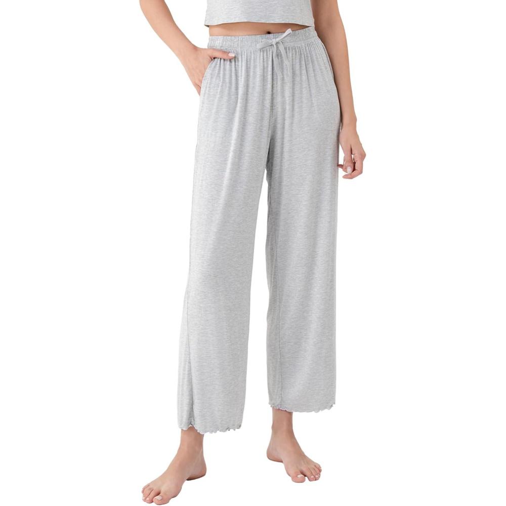 imageDAVID ARCHY Women Pajama Pants Bamboo Rayon Comfy Cooling Lounge Sleep Flowy Casual Wide Leg Pj Bottom with Pockets 12 PackAgray