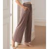 imageDAVID ARCHY Women Pajama Pants Bamboo Rayon Comfy Cooling Lounge Sleep Flowy Casual Wide Leg Pj Bottom with Pockets 12 PackAheather Dark Coffee