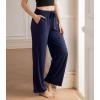 imageDAVID ARCHY Women Pajama Pants Bamboo Rayon Comfy Cooling Lounge Sleep Flowy Casual Wide Leg Pj Bottom with Pockets 12 PackAnavy Blue