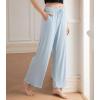 imageDAVID ARCHY Women Pajama Pants Bamboo Rayon Comfy Cooling Lounge Sleep Flowy Casual Wide Leg Pj Bottom with Pockets 12 PackAsterling Blue