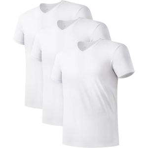 imageDAVID ARCHY Mens Undershirt Bamboo Rayon MoistureWicking VNeck TShirts Stretch Tees for Men 3 or 5 PackVneck  White