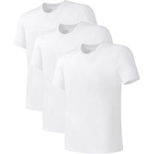 imageDAVID ARCHY Mens Undershirts Combed Cotton TShirt Soft MoistureWicking Undershirt Crew Neck or V Neck Tees 3 PackCrew Neck Shirt  White