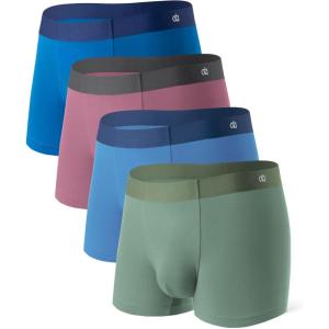 imageDAVID ARCHY Mens Underwear Moisture Wicking Breathable Rayon Made from Bamboo Seamless Underwear with Support Pouch 4 PackFri BlueSat RedMon BlueWed Green  35 Short Leg No Fly