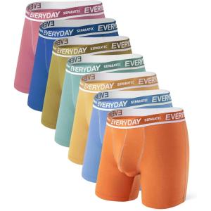 imageSeparatec Cotton Dual Pouch Mens Underwear Comfortable Soft Breathable Everyday Boxer Briefs for men 7 PackMon Blue  Fri Blue  Wed Green  Cardamom Green  Thu Orange  Sat Red  Tue Yellow