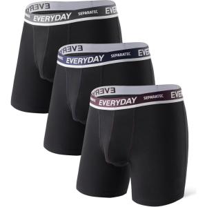 imageSeparatec Cotton Dual Pouch Mens Underwear Comfortable Soft Breathable Everyday Boxer Briefs for men 7 PackStarter Pack 3 Pieces  Black