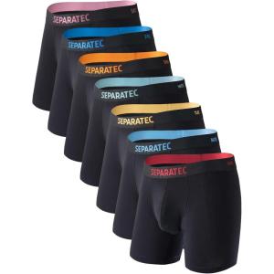 imageSeparatec Dual Pouch Mens Underwear Breathable Cooling Rayon Made from Bamboo Underwear Men Boxer Briefs and Trunks 7 PackDual Pouch  Boxer Briefs  Black