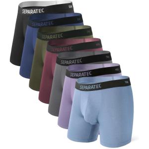 imageSeparatec Dual Pouch Mens Underwear Breathable Cooling Rayon Made from Bamboo Underwear Men Boxer Briefs and Trunks 7 PackDual Pouch  Boxer Briefs  Gray BlueDark BlueOlive GreenBlackDark GrayDark Grape VioletGray Violet