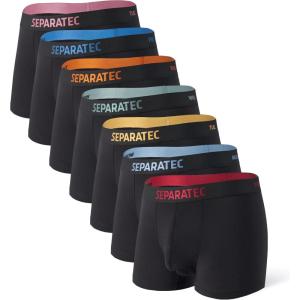 imageSeparatec Dual Pouch Mens Underwear Breathable Cooling Rayon Made from Bamboo Underwear Men Boxer Briefs and Trunks 7 PackDual Pouch  Trunks  Black