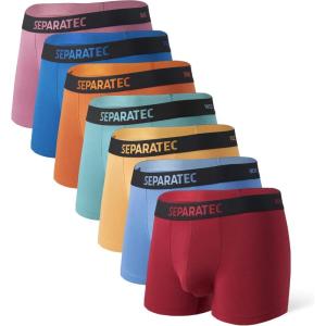 imageSeparatec Dual Pouch Mens Underwear Breathable Cooling Rayon Made from Bamboo Underwear Men Boxer Briefs and Trunks 7 PackDual Pouch  Trunks  Bright BlueLight BlueRedOrangeYellowLight GreenMarron