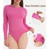 imageDAVID ARCHY Womens Bodysuits Long Sleeve Double Lined Soft Slimming Fit Round NeckBarbie Pink