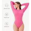 imageDAVID ARCHY Womens Bodysuits Long Sleeve Double Lined Soft Slimming Fit Round NeckBarbie Pink