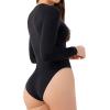 imageDAVID ARCHY Womens Bodysuits Long Sleeve Double Lined Soft Slimming Fit Round NeckBlack