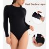 imageDAVID ARCHY Womens Bodysuits Long Sleeve Double Lined Soft Slimming Fit Round NeckBlack