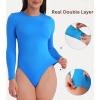 imageDAVID ARCHY Womens Bodysuits Long Sleeve Double Lined Soft Slimming Fit Round NeckColorful Blue