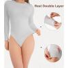 imageDAVID ARCHY Womens Bodysuits Long Sleeve Double Lined Soft Slimming Fit Round NeckLight Grey
