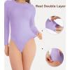 imageDAVID ARCHY Womens Bodysuits Long Sleeve Double Lined Soft Slimming Fit Round NeckLight Purple