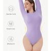 imageDAVID ARCHY Womens Bodysuits Long Sleeve Double Lined Soft Slimming Fit Round NeckLight Purple