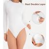 imageDAVID ARCHY Womens Bodysuits Long Sleeve Double Lined Soft Slimming Fit Round NeckWhite