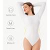 imageDAVID ARCHY Womens Bodysuits Long Sleeve Double Lined Soft Slimming Fit Round NeckWhite