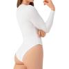 imageDAVID ARCHY Womens Bodysuits Long Sleeve Double Lined Soft Slimming Fit Round NeckWhite