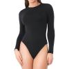 imageDAVID ARCHY Womens Bodysuits Long Sleeve Double Lined Soft Slimming Fit Round NeckBlack