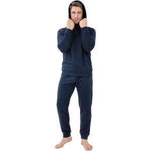 imageDAVID ARCHY Mens Pajama Sets Fleece Hooded Pajamas Soft ampamp Warm Long sleepwear Pjs Sets with PocketsNavy Blue