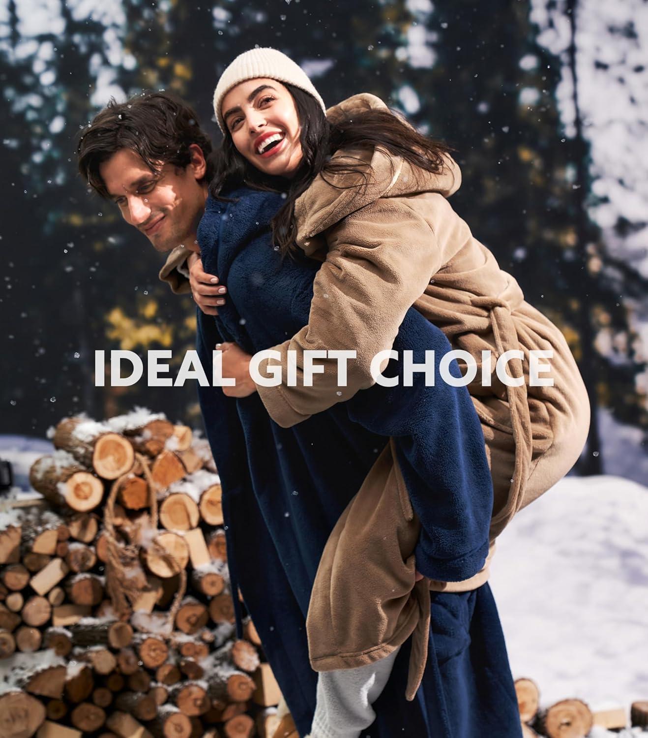 imageDAVID ARCHY Plush Robes for Women Warm Thick Fleece Fluffy Luxury Cozy Soft Hooded Bathrobe Winter House Full LengthBdeep Grape Purple