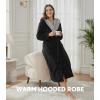 imageDAVID ARCHY Plush Robes for Women Warm Thick Fleece Fluffy Luxury Cozy Soft Hooded Bathrobe Winter House Full LengthAblack