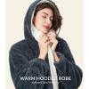 imageDAVID ARCHY Plush Robes for Women Warm Thick Fleece Fluffy Luxury Cozy Soft Hooded Bathrobe Winter House Full LengthAdark Gray