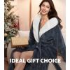 imageDAVID ARCHY Plush Robes for Women Warm Thick Fleece Fluffy Luxury Cozy Soft Hooded Bathrobe Winter House Full LengthAdark Gray